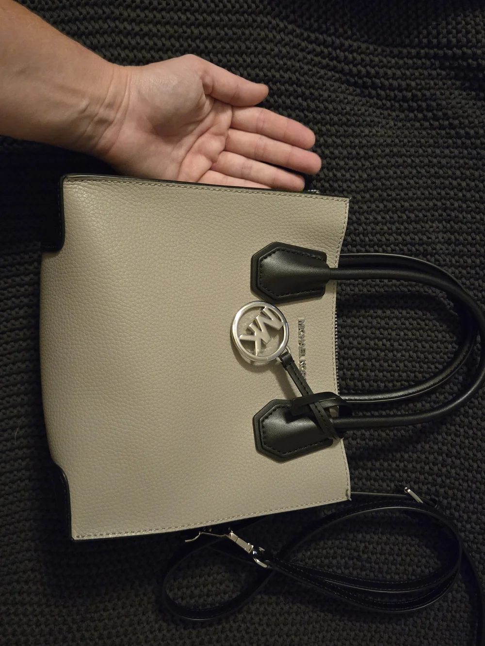 Michael Kors Cream and Black Leather Tote Bag